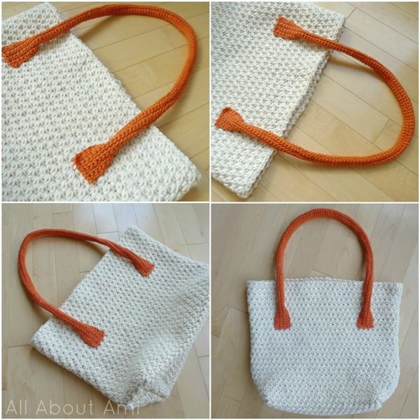 Crochet Tote Bag With Leather Strap