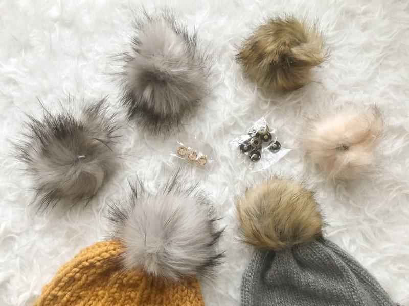 Shades of Gray Collection of Faux Fur Pom Poms for Hats and Crafts