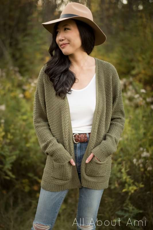 Olivewood Cardigan Crochet Pattern - All About Ami